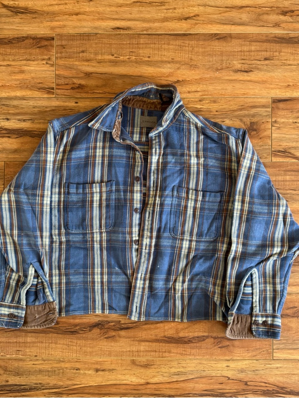 St. John's Bay Blue Plaid Button-Up Jacket